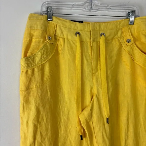 INC International Concepts Yellow Wide Leg Pants with Drawstring Waist - Picture 2 of 9